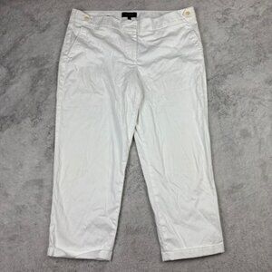 Talbots Women 16 Signature Ankle Crop Pants White Summer Vacation Work Casual